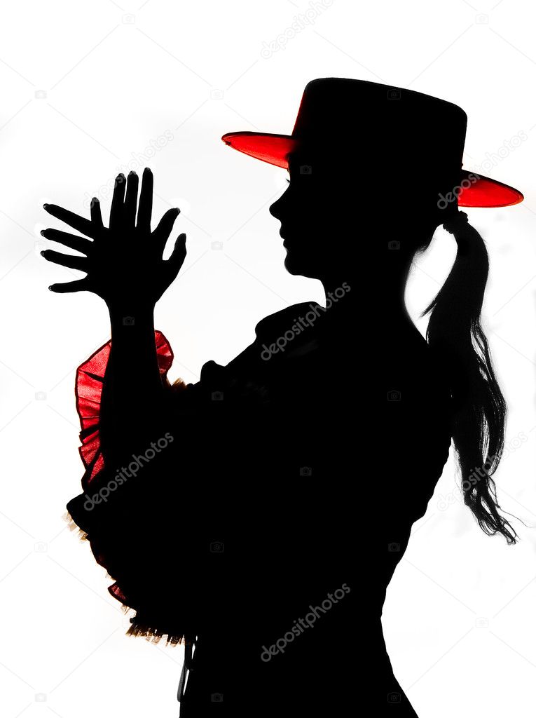 Silhouette in red and black