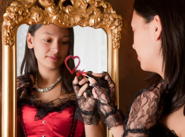 Amor em um espelho — Fotografia de Stock