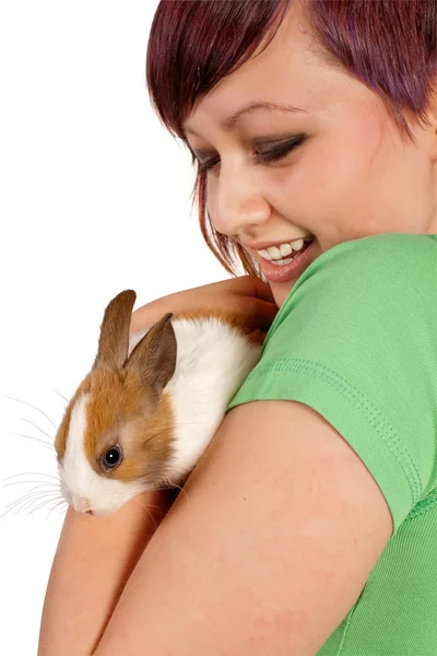 stock image Rabbit and teenager