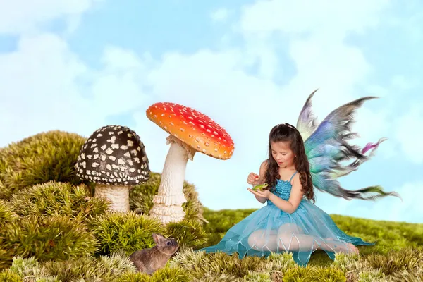 Fairy with frog prince — Stock Photo, Image