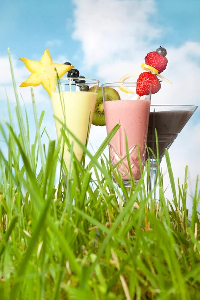 Smoothies in the garden — Stock Photo, Image