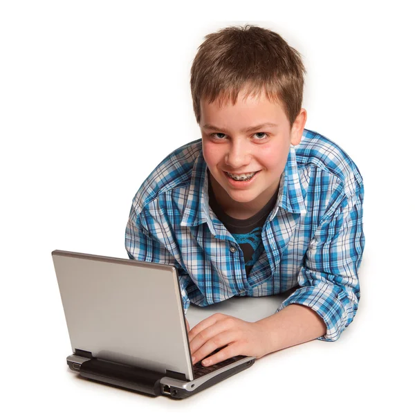 Teenager and laptop — Stock Photo, Image