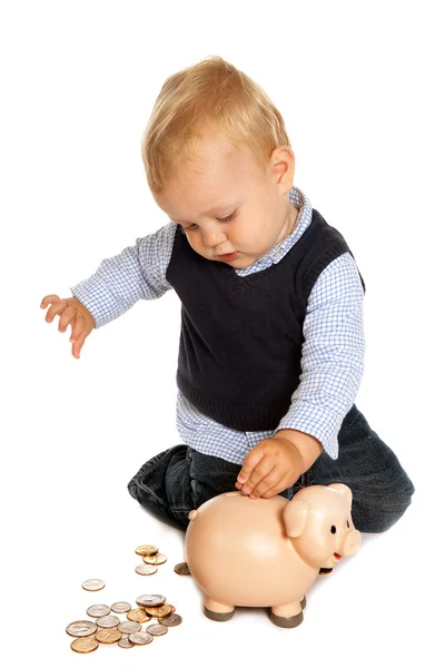 Toddler with savings — Stock Photo, Image