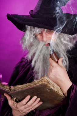 Sorcerer with pipe clipart