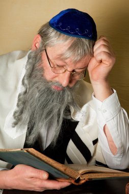 Reading a jewish book clipart