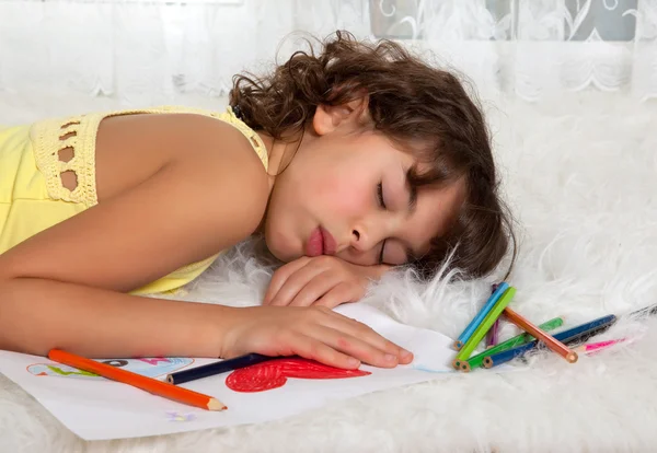 Asleep on a drawing — Stock Photo, Image