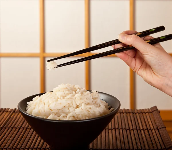 stock image Rice bowl and chopsticks