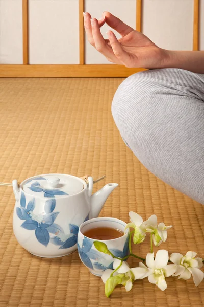 Tea orchids and meditation — Stock Photo, Image