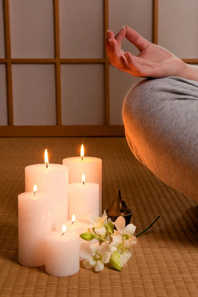 Candles and meditation — Stock Photo, Image