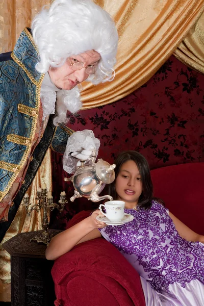 Pouring tea for the Lady — Stock Photo, Image