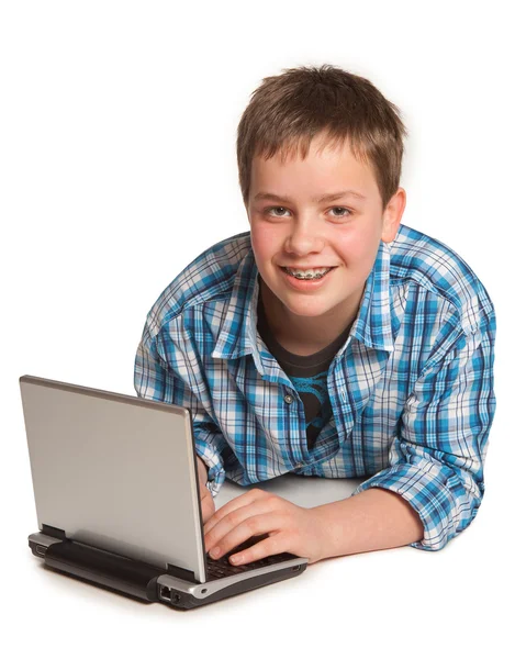Teenager and netbook — Stock Photo, Image