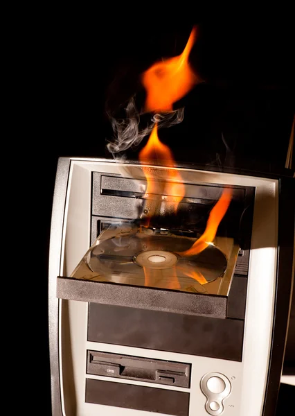 Burning cd drive — Stock Photo, Image