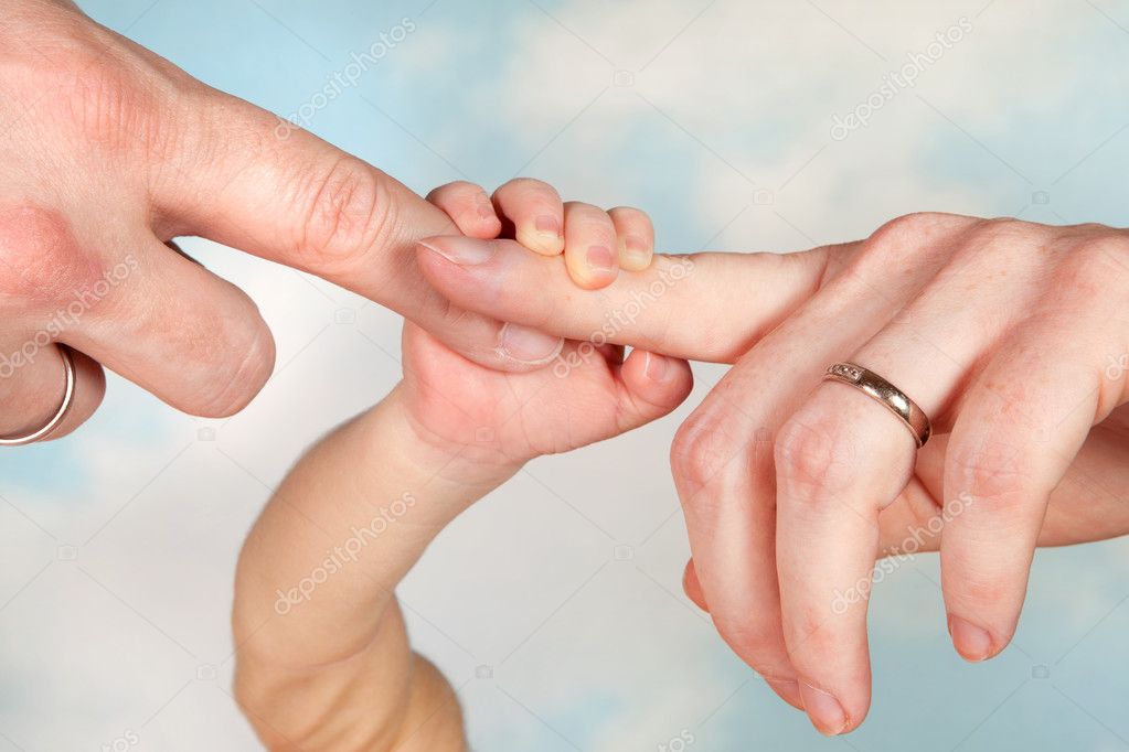 Baby Holding Parents Hands Stock Photo By C Klanneke