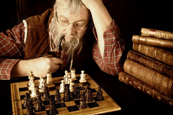 Vintage chess scene — Stock Photo, Image