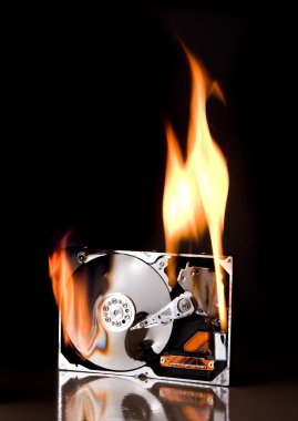Hard drive on fire clipart