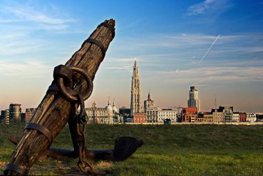 Antwerp and the river Scheldt clipart