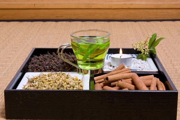 Herbs on tatami — Stock Photo, Image
