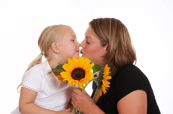 Kiss a slunečnice — Stock fotografie
