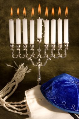 Shawl cap and menorah clipart