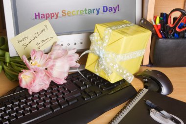 Secretary day on screen clipart