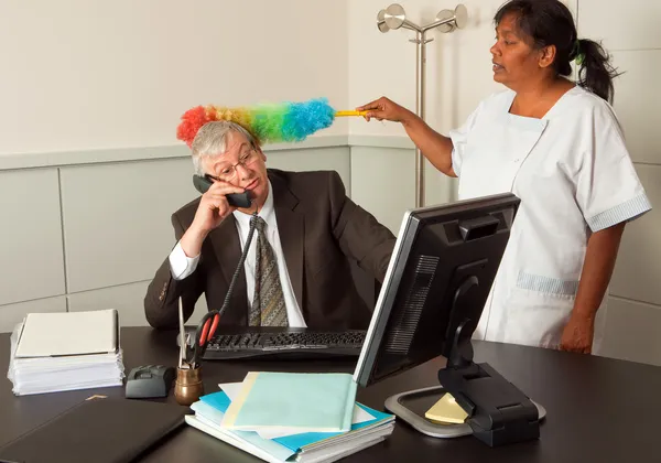 Cleaning the manager — Stock Photo, Image