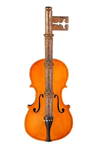 Violino e chave enferrujada — Fotografia de Stock