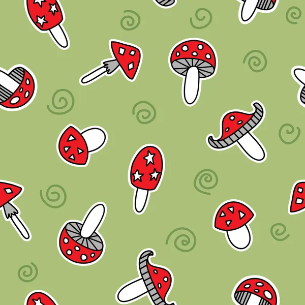 Funny cartoon mushrooms pattern — Stock Vector © radiocat #10052238