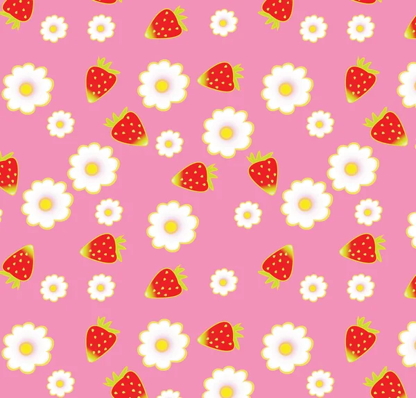 Modèle de fraise sur fond rose — Image vectorielle