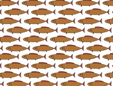 kahverengi renklerde balık motifi ile sorunsuz süsleme