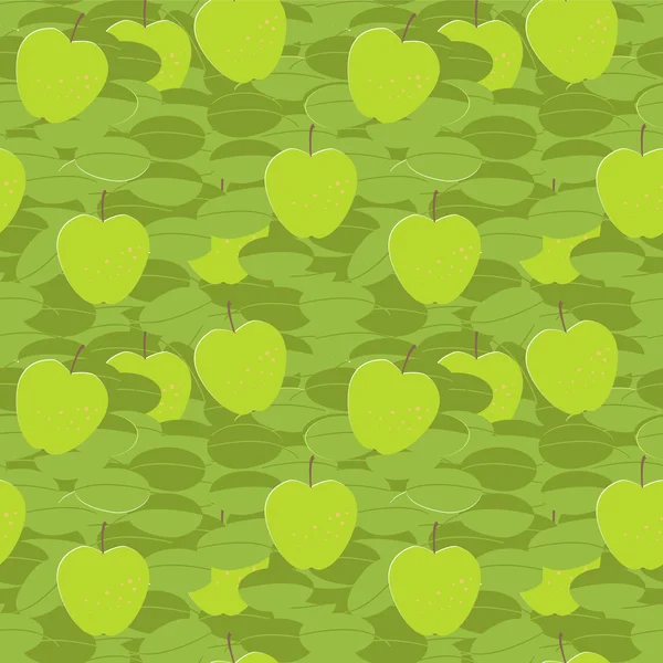 Green apples seamless ornament — Stock Vector