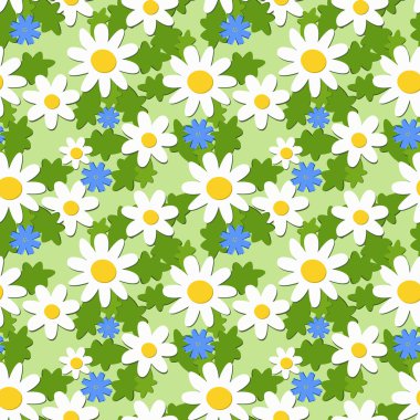 Seamless ornament with daisies and knapweeds clipart