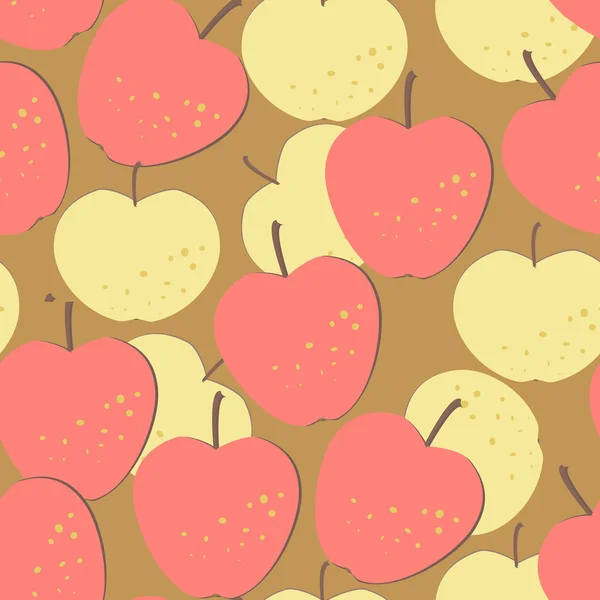 Seamless pattern with yellow and red apples — Stock Vector