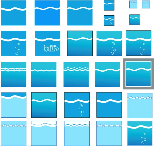 Ensemble d'icônes emblématiques de l'eau isolées sur blanc — Image vectorielle