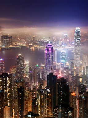 Hong Kong at night clipart