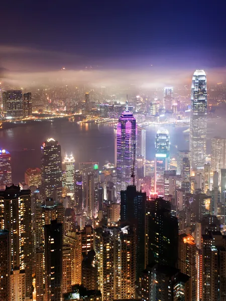 Hong Kong por la noche Fotos de stock libres de derechos