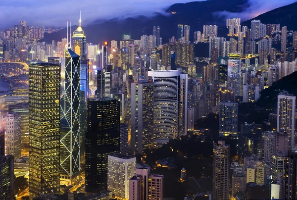 Χονγκ Κονγκ νύχτα στον ορίζοντα Φωτογραφία Αρχείου
