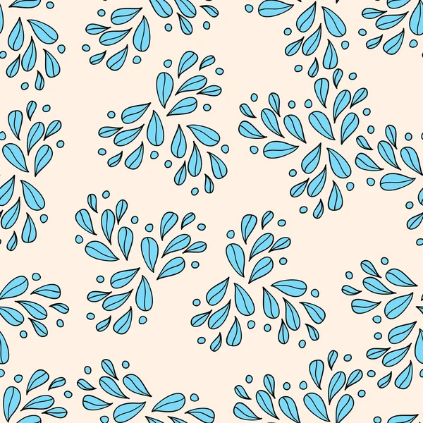 青い葉とシームレスな装飾的なパターン — ストックベクタ