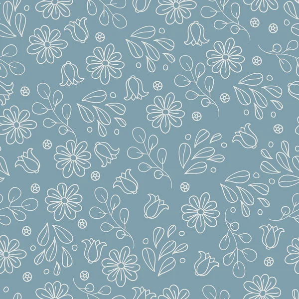 Seamless grey pattern with flowers — Stock Vector