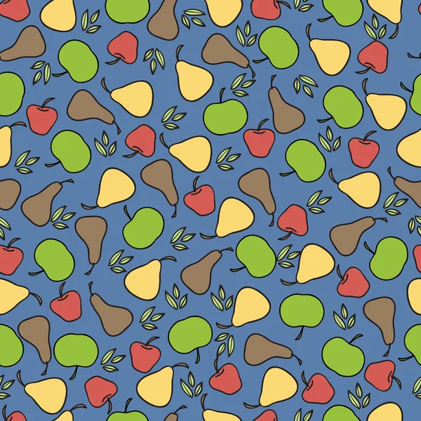 Modèle sans couture avec des pommes et des poires — Image vectorielle