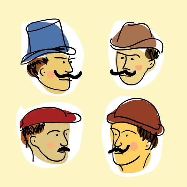 stock vector Faces of retro-mens with mustache