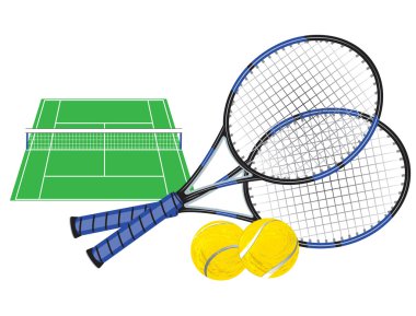 Tennis court and rackets clipart