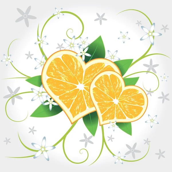 Coeurs vecteurs de citron avec tourbillon — Image vectorielle