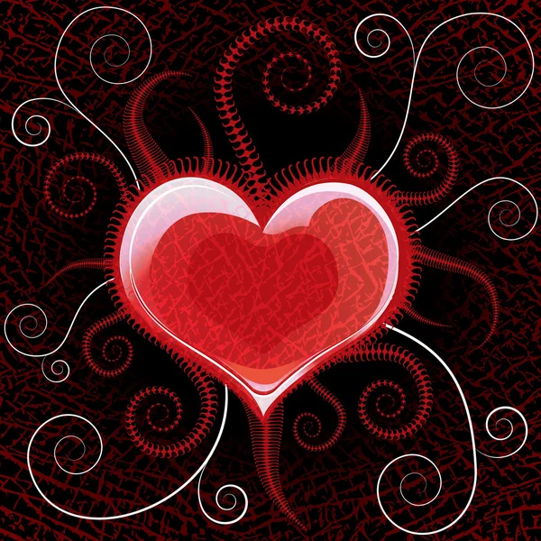 Coeur rouge brillant sur fond vectoriel — Image vectorielle