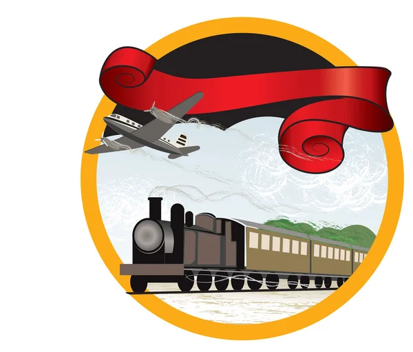 Путешествие на поезде и самолете — стоковый вектор