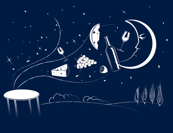 Contexte du dîner au clair de lune — Image vectorielle