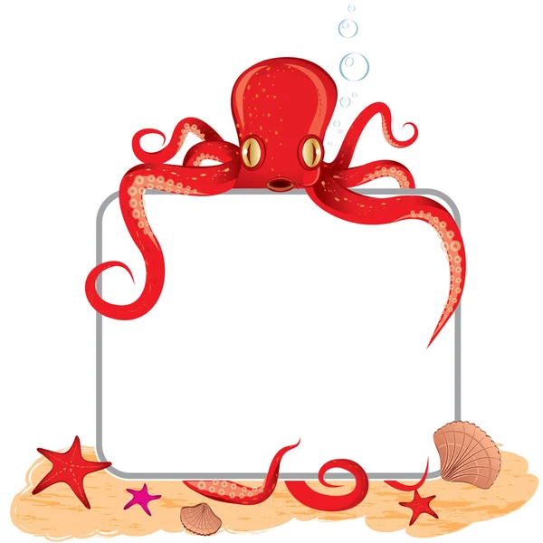 Octopus holding a sign — Stock Vector