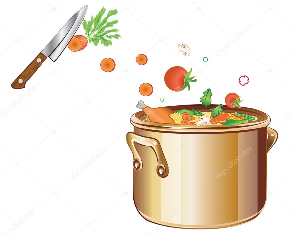 Cooking soup with vegetables
