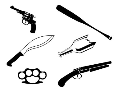 One color crime set clipart