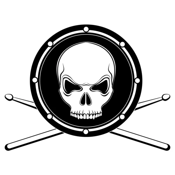 矢量海盗旗鼓头骨与鼓槌 — 图库矢量图片
