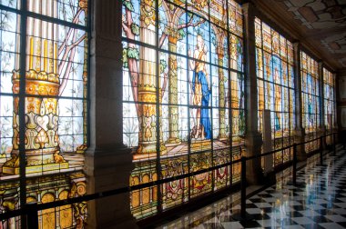 Stained glass window in Chapultepec castle, Mexico city clipart